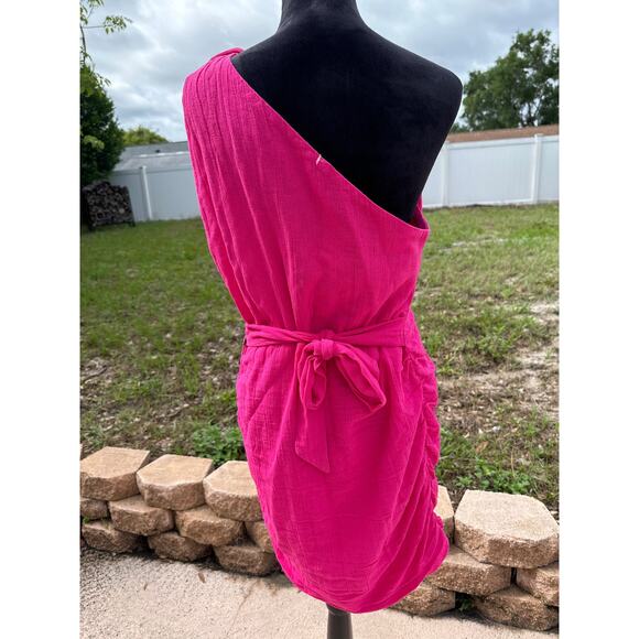 NWT Free People One Shoulder Button Up Mini Dress - Size Large - 100% Cotton** - Picture 9 of 13